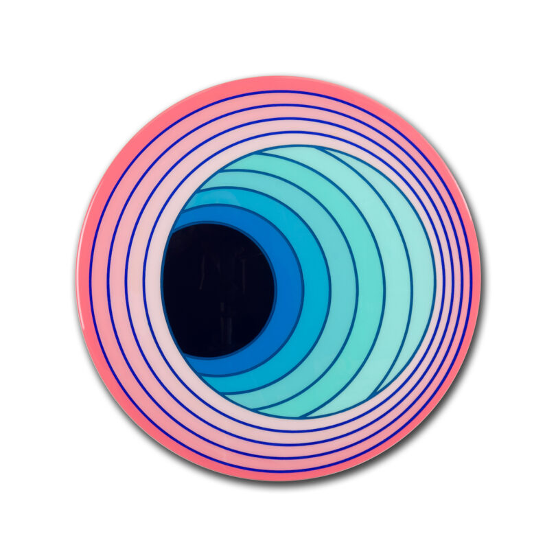 resin and wood art with gradients and concentric circles